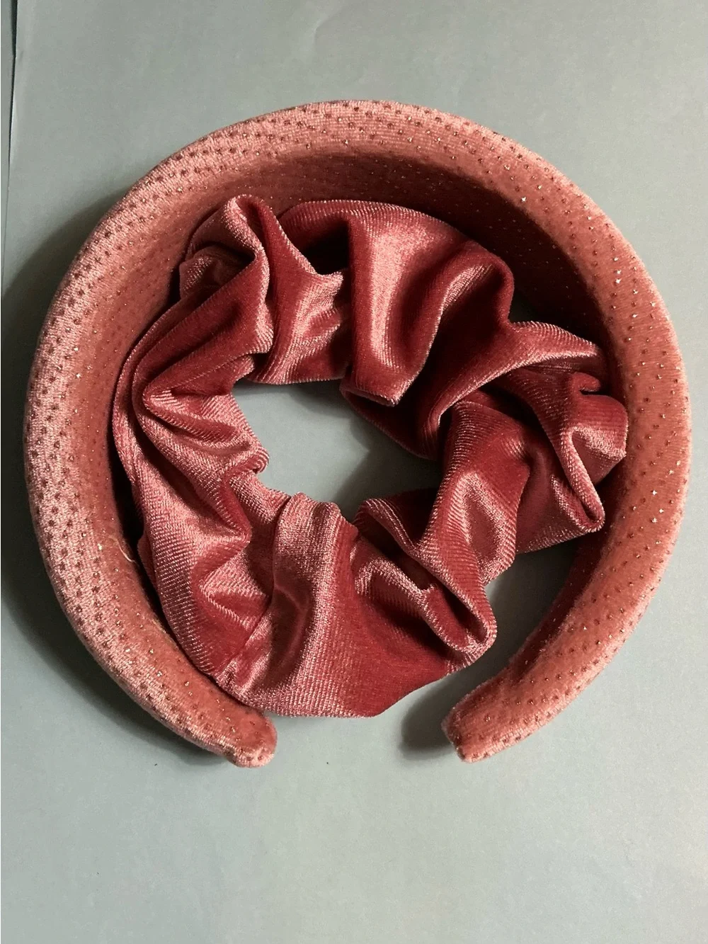 Pink Velvet Scrunchie and Brand Handmade Headband
